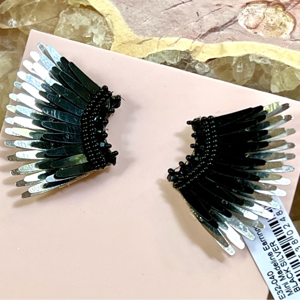 NWT Mignonne Gavigan Mini Madeline Earrings Black Silver - Picture 2 of 16